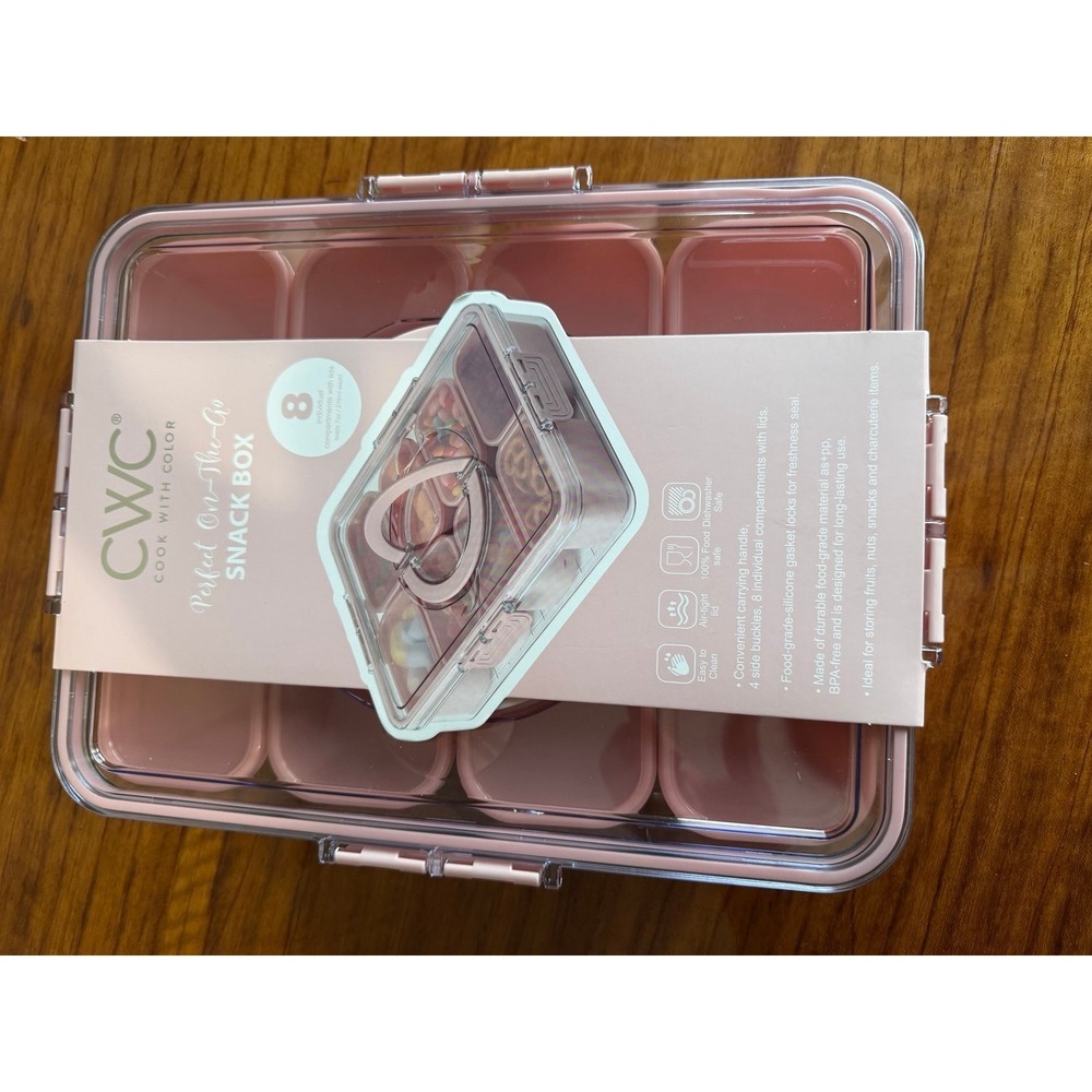 CWC Cook With Color On-The-Go Snack Box 8 Compartment Food Container Pink - Picture 7 of 12